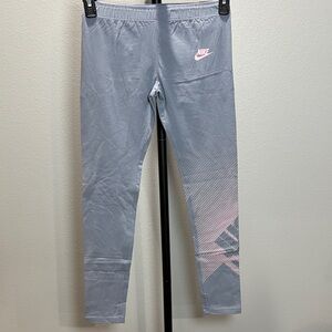 Nike Kids Light Gray and Pink Leggings